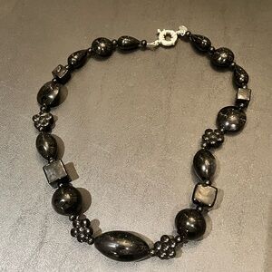 Glass Beaded Necklace with Glossy Textures